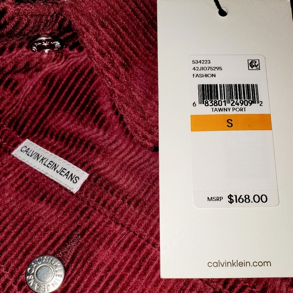 Calvin Klein Corduroy Trucker Jacket Burgundy Coat- Small - Picture 5 of 6